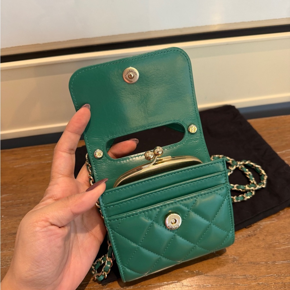 Chanel Teal Quilted Mini Bag - Picture 2 of 4